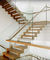純木/ガラス踏面の現代まっすぐな階段のステンレス鋼の手すり