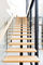 純木/ガラス踏面の現代まっすぐな階段のステンレス鋼の手すり